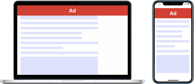 High-Viewability Header ad on a laptop and phone