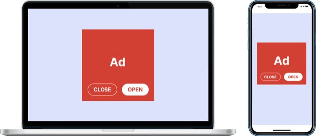 Full-screen interstitial ad on a laptop and phone