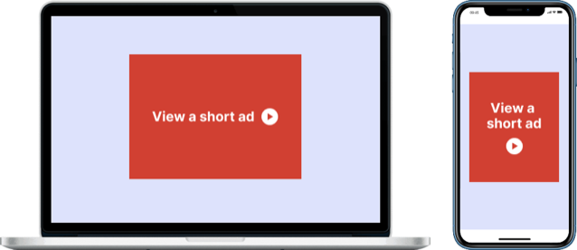 Rewarded ad on a laptop and phone