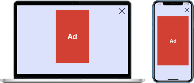 Full-screen splashscreen creative on a laptop and phone