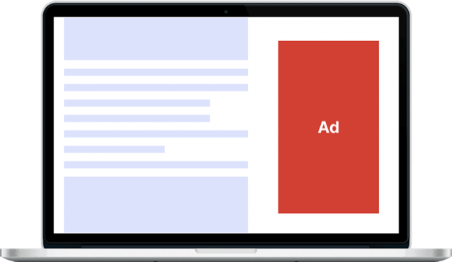 Vertical Sticky side ads on a laptop