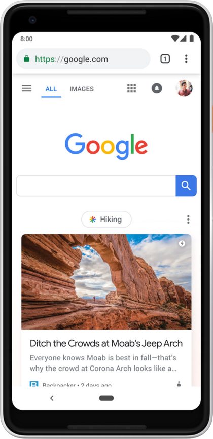 Búsqueda de Google en un teléfono mostrando una noticia de Discover